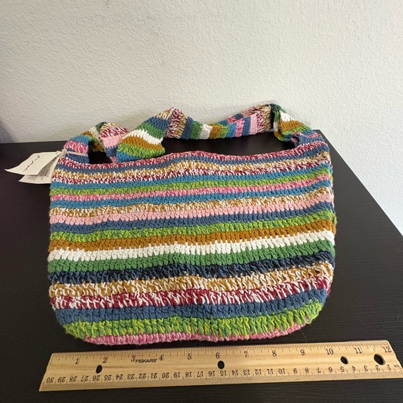 Free People Cotswold colorful striped bohemian crochet tote bag. New with tags. - Picture 8 of 10